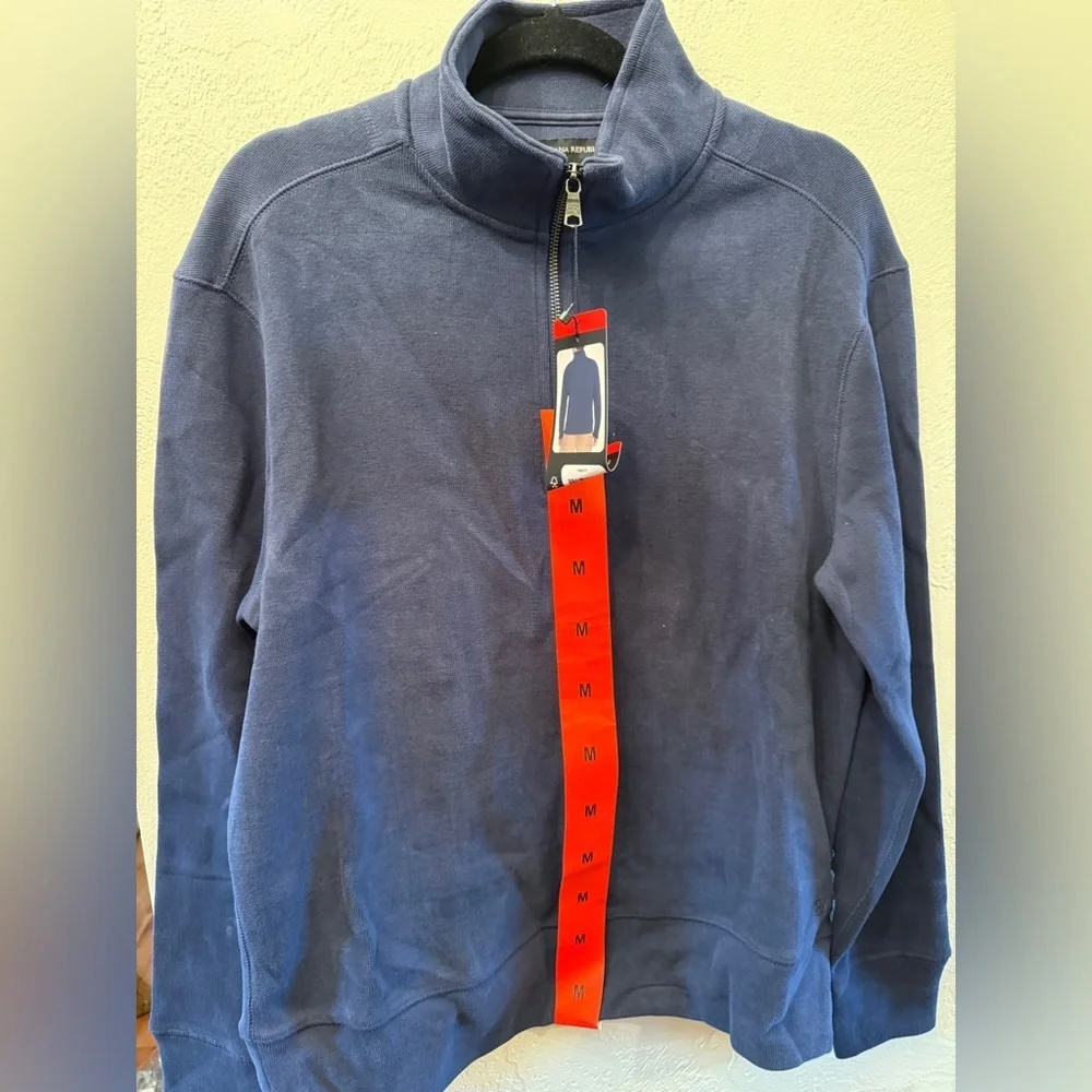 Banana Republic Men's Navy Quarter-Zip Sweater Sz M New Long Sleeves